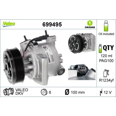 Compressore, Climatizzatore VALEO 699495