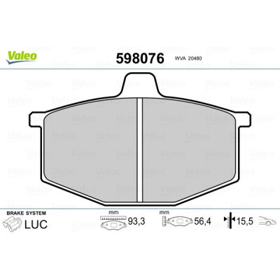 Kit pastiglie freno, Freno a disco VALEO 598076