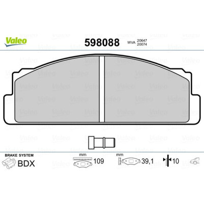 Kit pastiglie freno, Freno a disco VALEO 598088