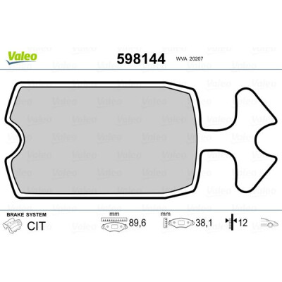 Kit pastiglie freno, Freno a disco VALEO 598144