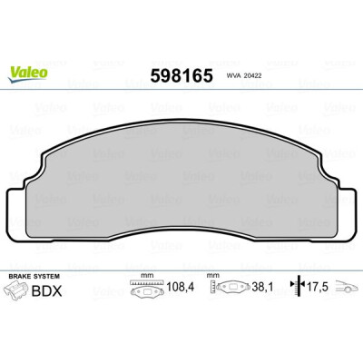 Kit pastiglie freno, Freno a disco VALEO 598165