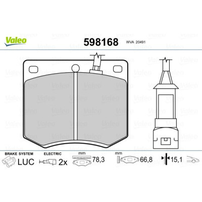 Kit pastiglie freno, Freno a disco VALEO 598168