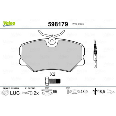 Kit pastiglie freno, Freno a disco VALEO 598179