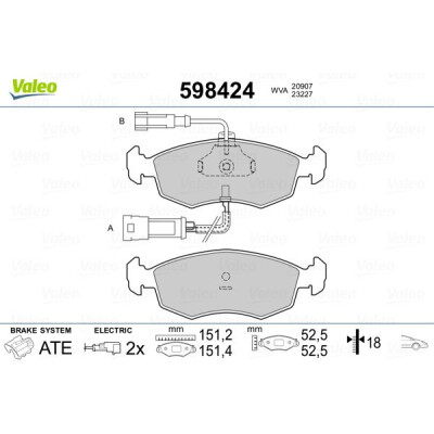 Kit pastiglie freno, Freno a disco VALEO 598424