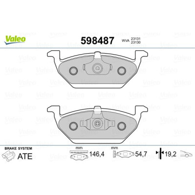 Kit pastiglie freno, Freno a disco VALEO 598487
