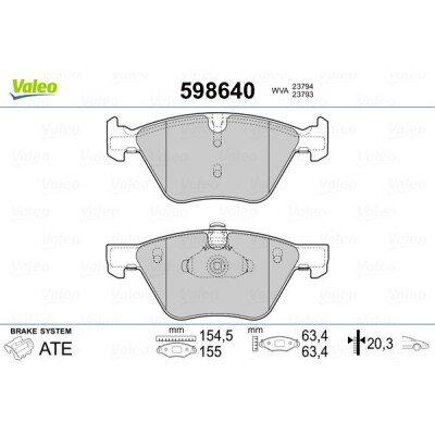 Kit pastiglie freno, Freno a disco VALEO 598640