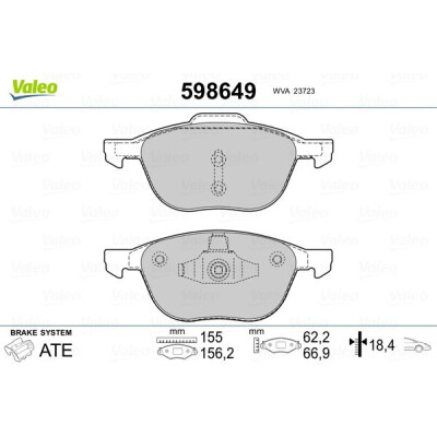 Kit pastiglie freno, Freno a disco VALEO 598649
