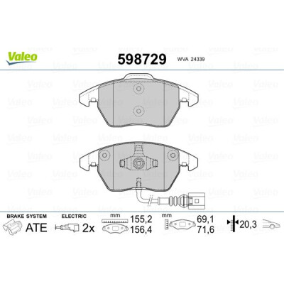 Kit pastiglie freno, Freno a disco VALEO 598729