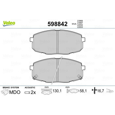 Kit pastiglie freno, Freno a disco VALEO 598842