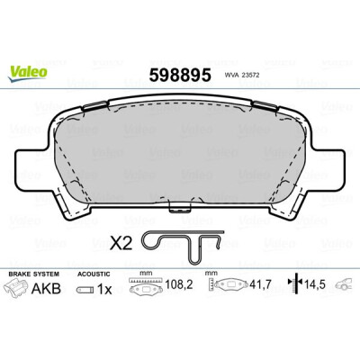 Kit pastiglie freno, Freno a disco VALEO 598895