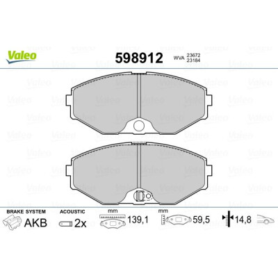 Kit pastiglie freno, Freno a disco VALEO 598912