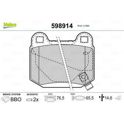 Kit pastiglie freno, Freno a disco VALEO 598914