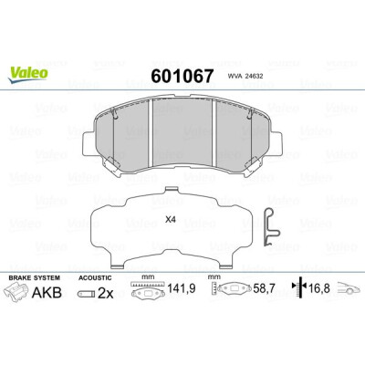 Kit pastiglie freno, Freno a disco VALEO 601067