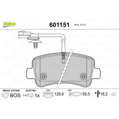 Kit pastiglie freno, Freno a disco VALEO 601151