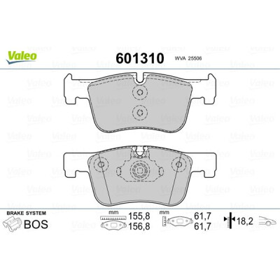 Kit pastiglie freno, Freno a disco VALEO 601310