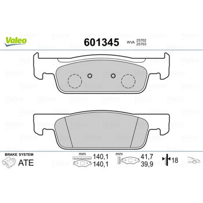 Kit pastiglie freno, Freno a disco VALEO 601345