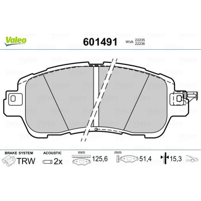 Kit pastiglie freno, Freno a disco VALEO 601491