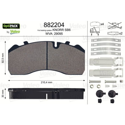 Kit pastiglie freno, Freno a disco VALEO 882204