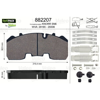 Kit pastiglie freno, Freno a disco VALEO 882207