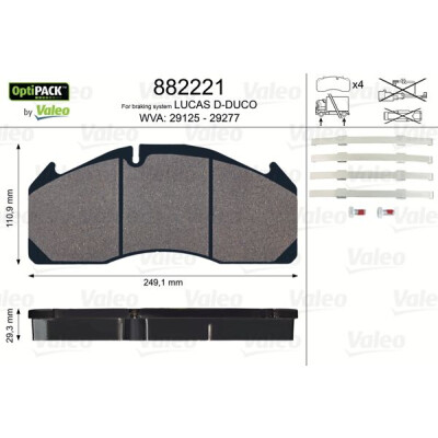 Kit pastiglie freno, Freno a disco VALEO 882221