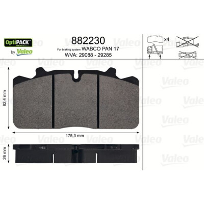 Kit pastiglie freno, Freno a disco VALEO 882230
