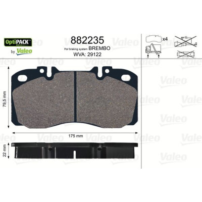 Kit pastiglie freno, Freno a disco VALEO 882235