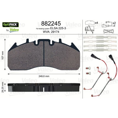 Kit pastiglie freno, Freno a disco VALEO 882245