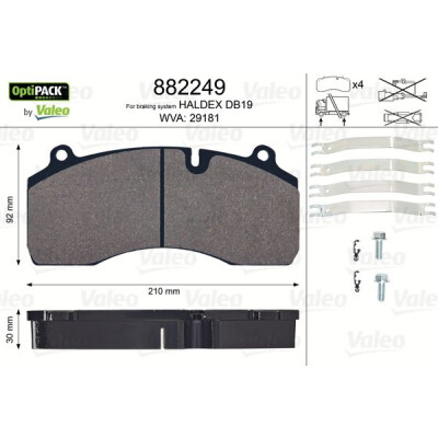 Kit pastiglie freno, Freno a disco VALEO 882249