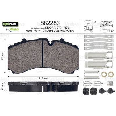 Kit pastiglie freno, Freno a disco VALEO 882283