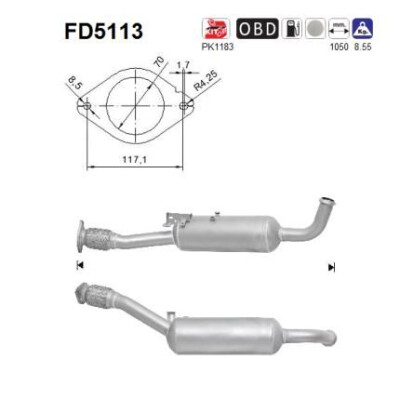 Filtro antiparticolato/fuliggine, sistema di scarico AS FD5113
