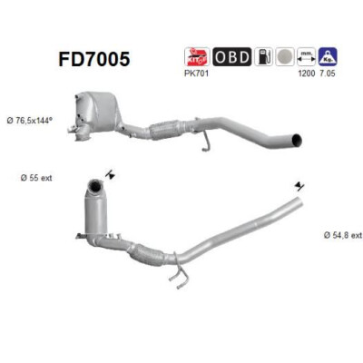 Filtro antiparticolato/particolato, sistema di scarico AS FD7005