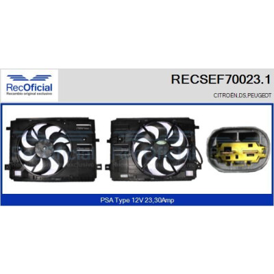Motore elettrico, ventola del radiatore RECOFICIAL RECSEF70023.1