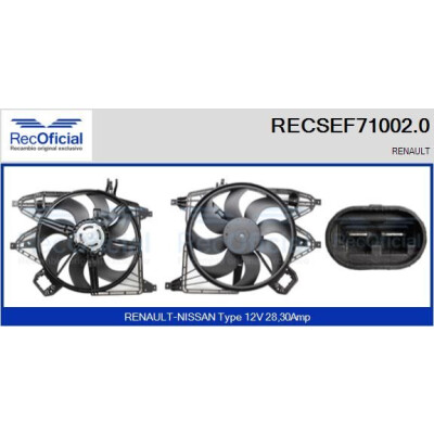 Motore elettrico, ventola del radiatore RECOFICIAL RECSEF71002.0