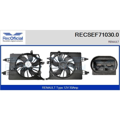 Motore elettrico, ventola del radiatore RECOFICIAL RECSEF71030.0