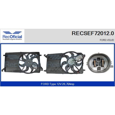 Motore elettrico, ventola del radiatore RECOFICIAL RECSEF72012.0