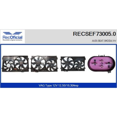 Motore elettrico, ventola del radiatore RECOFICIAL RECSEF73005.0