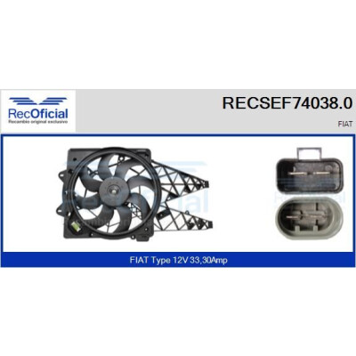 Motore elettrico, ventola del radiatore RECOFICIAL RECSEF74038.0
