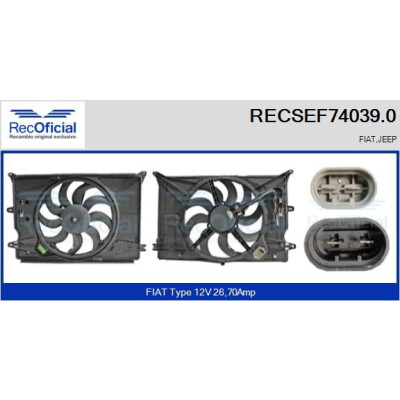 Motore elettrico, ventola del radiatore RECOFICIAL RECSEF74039.0
