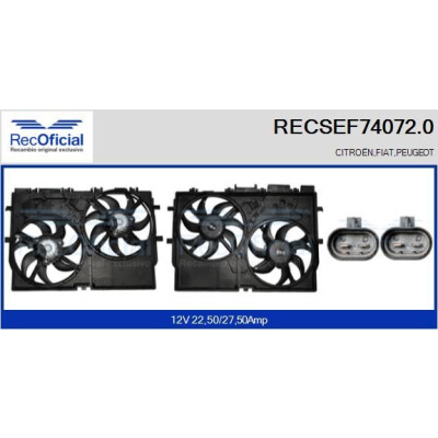 Motore elettrico, ventola del radiatore RECOFICIAL RECSEF74072.0