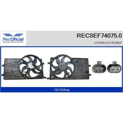 Motore elettrico, ventola del radiatore RECOFICIAL RECSEF74075.0
