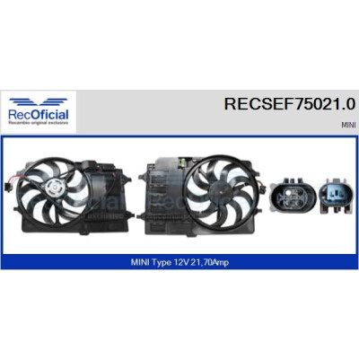 Motore elettrico, ventola del radiatore RECOFICIAL RECSEF75021.0