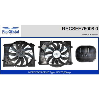 Motore elettrico, ventola del radiatore RECOFICIAL RECSEF76008.0