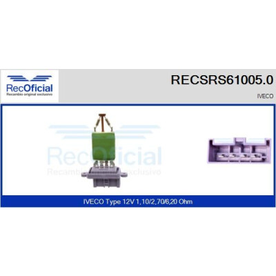 Resistenza, ventola abitacolo RECOFICIAL RECSRS61005.0