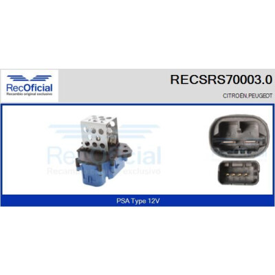 Resistenza in serie, motore elettrico (ventola del radiatore) RECOFICIAL RECSRS70003.0