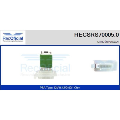 Resistenza, ventola abitacolo RECOFICIAL RECSRS70005.0