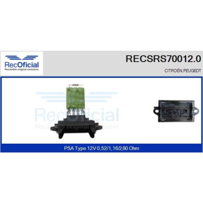 Resistenza, ventola abitacolo RECOFICIAL RECSRS70012.0