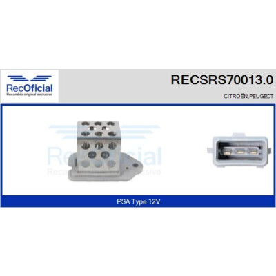 Resistenza in serie, motore elettrico (ventola del radiatore) RECOFICIAL RECSRS70013.0