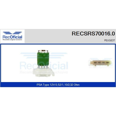Resistenza, ventola abitacolo RECOFICIAL RECSRS70016.0