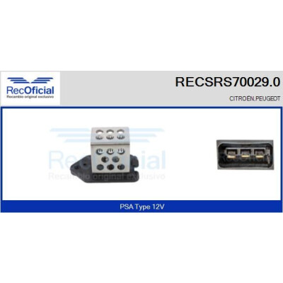 Resistenza in serie, motore elettrico (ventola del radiatore) RECOFICIAL RECSRS70029.0