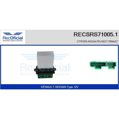 Resistenza, ventola abitacolo RECOFICIAL RECSRS71005.1